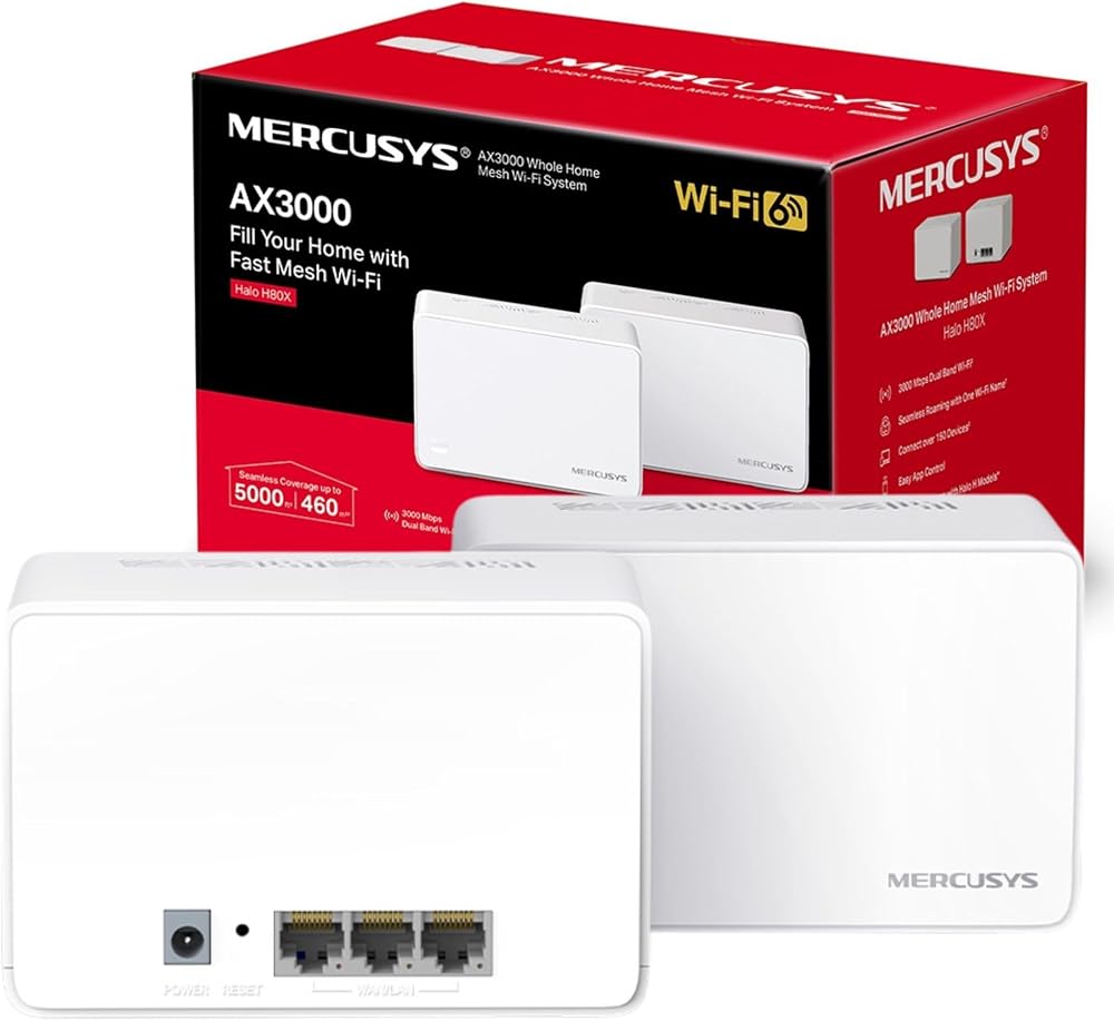 MERCUSYS AX3000 Whole Home Mesh Wi-Fi 6 System 5000 sq ft 150 Devices Halo H80X