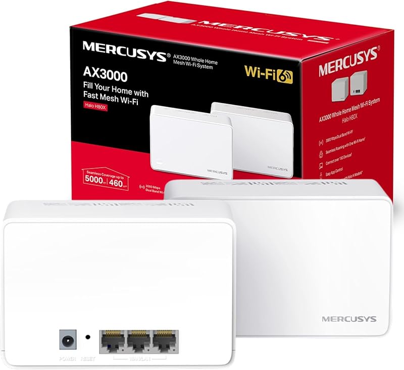 MERCUSYS AX3000 Whole Home Mesh Wi-Fi 6 System 5000 sq ft 150 Devices Halo H80X