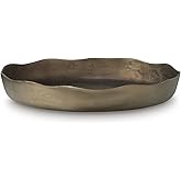 Signature Design by Ashley Wallmen Rustic Round Tray with Wavy Edge Design, 21 × 21 Inches, Gold