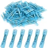 130 Pieces Heat Shrink Butt Connectors Kit, 16-14 AWG Blue Insulated Waterproof Electrical Wire Connectors Automotive Wire Cr