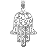 Claddagh Gold - 925 Sterling Silver Jewish Hamesh Hand Filigree Charm Hamsa Pendant