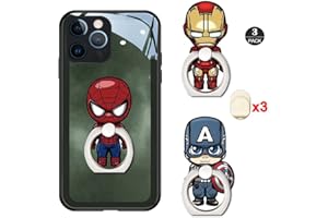 ZOSTLAND 3PCS Super Hero Phone Ring,Universal 360°Adjustable Phone Case Finger Grip Stand Holder Desk Stent Mount Hook Compatible with iPhone15 14 13 12 11 Pro MAX Plus iPad (Iron Captain Spider)