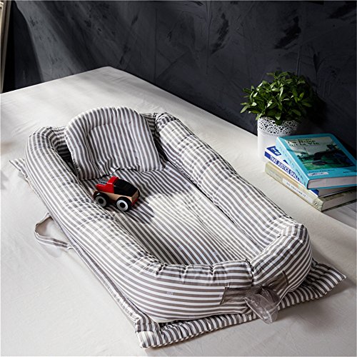1 Abreeze+Bassinet+Grey+Striped+Lounger