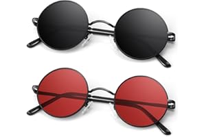 ANZIW Round Polarized Sunglasses Men Women,Retro Metal Hippie Shades with 100% UV Protection