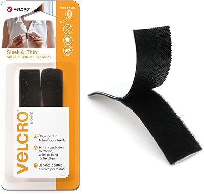 VELCRO Brand Sleek & Thin Stick On Fastener 19mm x 60cm Black