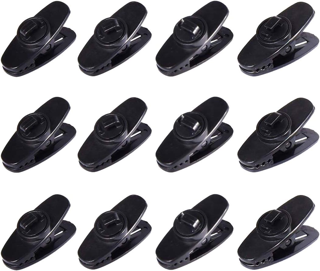 Deolven Earphone Wire Clips,12 Pieces Black Clips for Headphones Cable Clothing Clip 360 Degree Rotate Mount Clip for Earphone for Fixing Headphone Wire