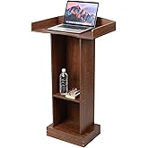 BEQUZON Oak Podium Stand for Lectern Presentation Church Classroom, Pulpit with Wooden Base, Podium for Lecture, Wedding Spee