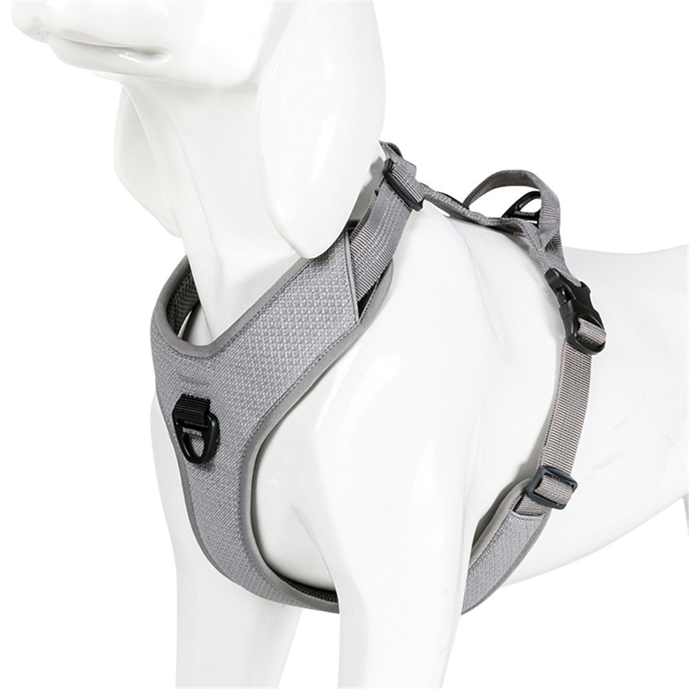 WINHYEPET True Love Dog Harness Reflective for Small Medium Large Dogs,Pet Vest Quick Fit Release Adjustbale for Running Walking Padded Soft Mesh Dogs Easy Control Pets TLH6071(Grey,XL)