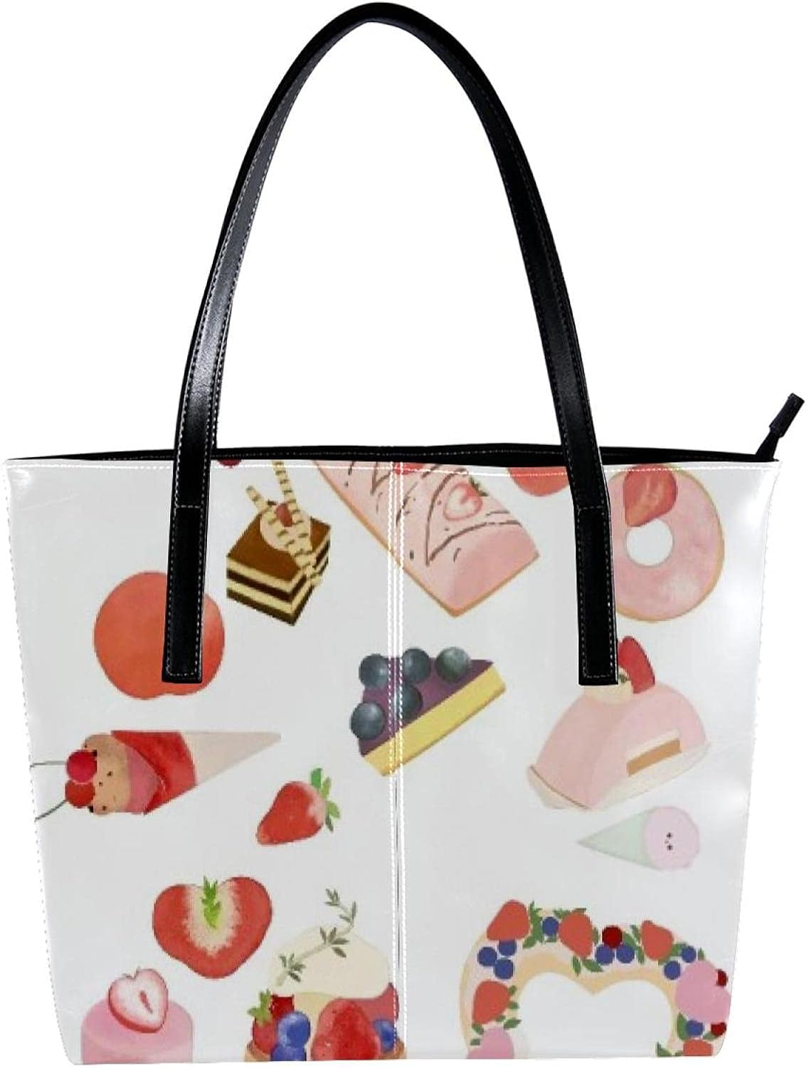fruits and bread Handbag for Women Top Handle Bags Shoulder Bag Zip Tote Purses Satchel