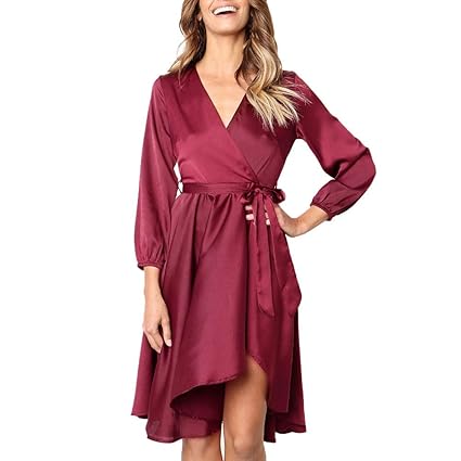 Ohq Femme Fille Madame Robe Mi Longue En Dentelle à Manches