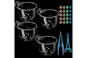 NESTBASICS 4 Pieces Aquarium Plant Cup Fish Tank Aquatic Planter Aquatic Plant Pot for Live Aquarium Plants Freshwater Aquarium tweezer Clip and Aquatic Stone