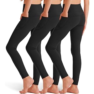 3 Pack Girls' Atheltic Leggings with Pockets, Kids Yoga Workout Ankle Pants | Machine Wash, Anti Slip Edges, Squat-proof, Hig