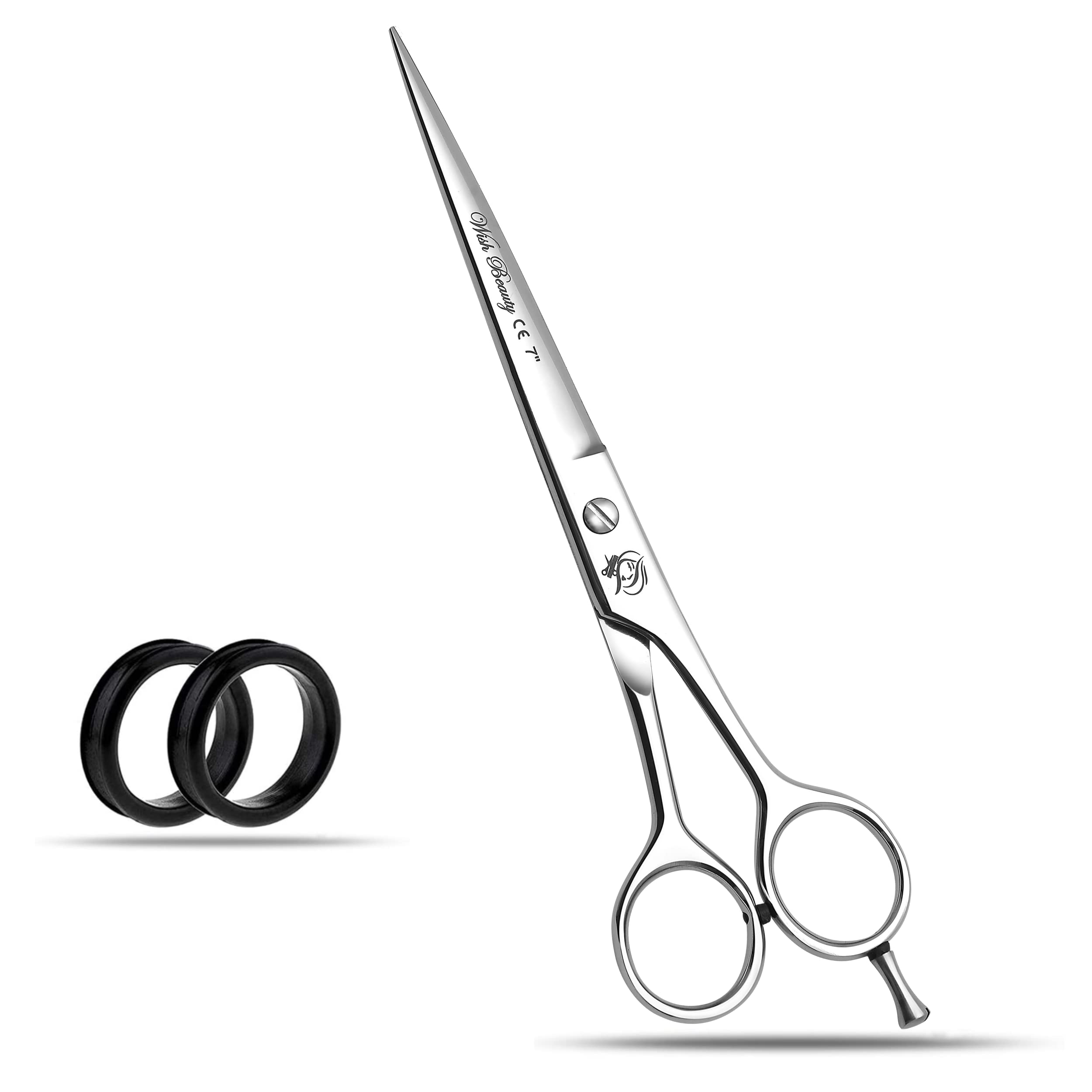 Glamified 7 inch Silver Professional Hairdressing Barber Scissors Shears - Professional Hairdressing Scissors Hair Scissor for Hairdressers Barbers Stainless Steel - Hair Cutting Shears