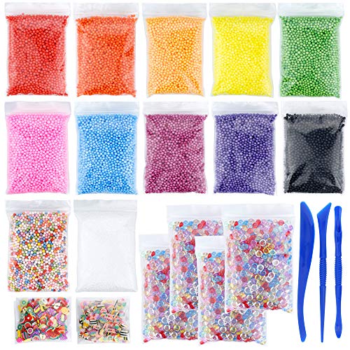 Styrofoam foam beads sets for diy slime, 12 colorful mi…