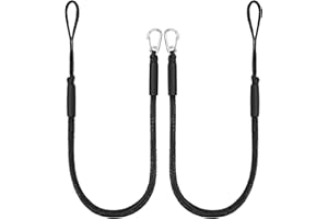 MOCLEAR 4 Feet Bungee Dock Lines for Boats, Heavy Duty Mooring Rope with Stainless Steel Clip & Adjustable Loop for Jet Ski, Pontoon, PWC, Kayak (Black, 2 Pack)