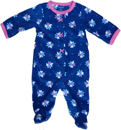 Amazon Com Carters Infant Girl Blue Flower Micro Fleece Sleeper Footed Sleep Play Pajama 3m Clothing