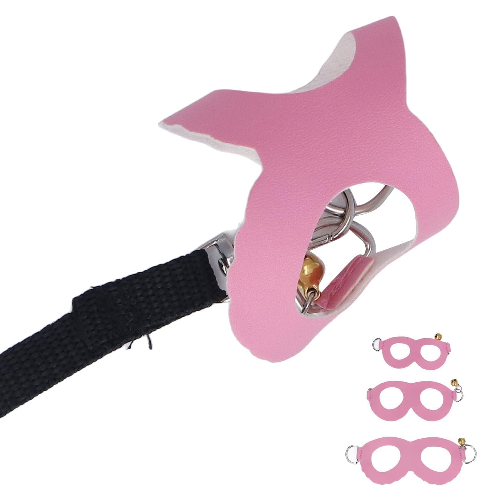 BAOFUYA Hamster, Guinea Pig Striped Harness Set - Pink, Bells, 3 Sizes: S (8cm/3.1in), M (9.5cm/3.7in), L (12.5cm/4.9in) - No Pulling, Easy to Wear, Leather Chest Strap, Nylon Leash