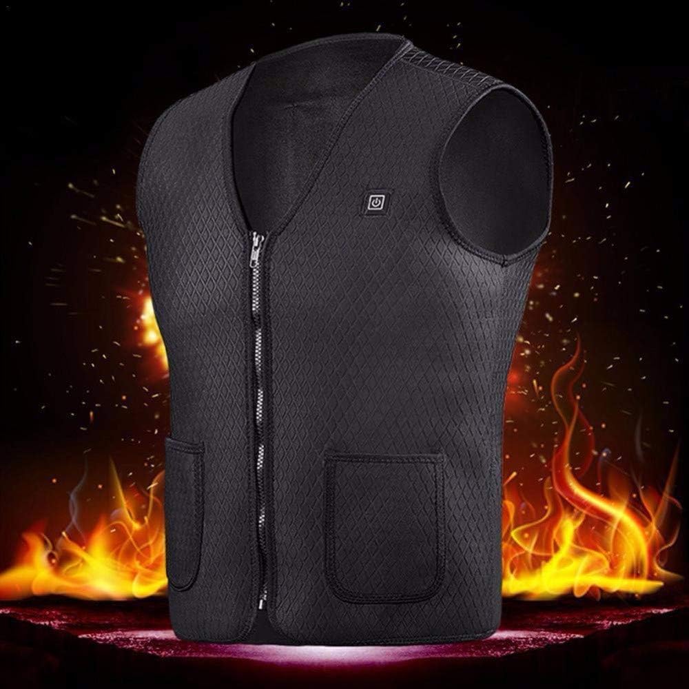 MAOMAOQUEENss Men Soft Heated Vest,Heating Body Warmer Gilet,Outdoor USB Infrared Heating Vest Jacket Winter Flexible Electric Thermal Clothing Waistcoat Fishing Hiking,Black-XL