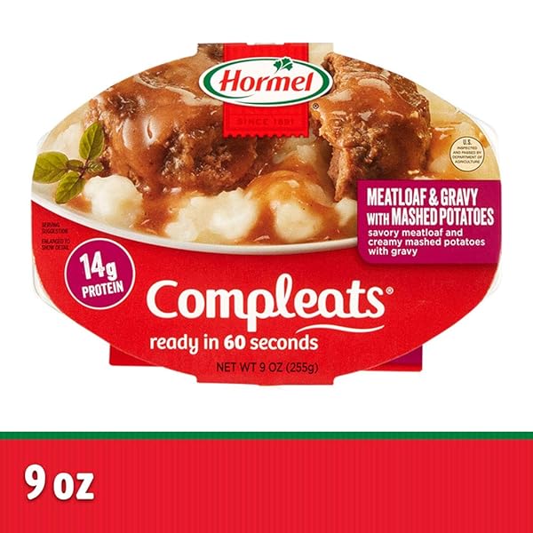 HORMEL COMPLEATS MEATLOAF & GRAVY WITH MASHED POTATOES, 9 OUNCE