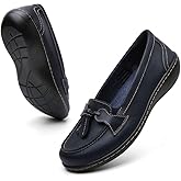 Maichal Loafers for Women Slip On Comfort Leather Tassel Dress Shoes