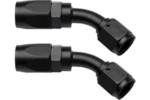 SINTLY 6AN 45 Degree Fitting Swivel Hose End Fittings for Braided Fuel Line Black 2PCS