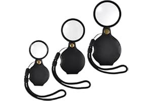 LEONTOOL 10X Pocket Magnifier, 3 Pcs Small Magnifying Glass for Reading Science Jewelry Hobby Coins, 50/60/70mm Portable Mini