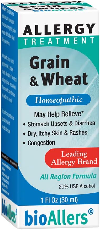 bioAllers Grain & Wheat Homeopathic Allergy Treatment for Upset Stomach, Diarrhea, Skin Issues & Congestion | 1 Fl Oz