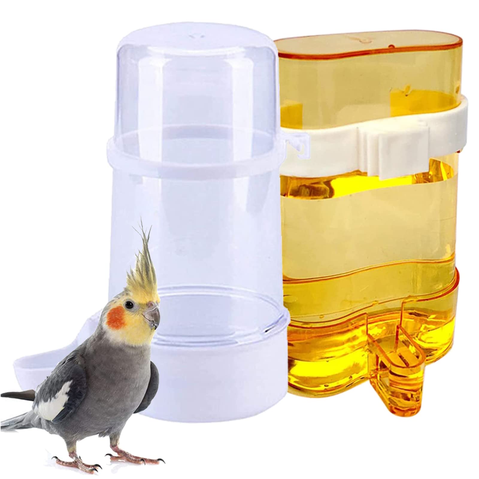 2 Pieces Bird Cage Water Drinkers Dispenser Cage Feeder Automatic Bird Water Dispenser Parrot Automatic Water Feeder for Small and Medium-Sized Birds Such As Parrots, Couple Birds, Pigeons 220ml/415ml