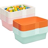 24 PCS Plastic Art Trays - 4 Colors Stackable Craft Storage Bins for Classroom, Deep Activity Sand Trays, Painting Beads Organizer for DIY, Office, 7.9 x 5.7 x 2.1 in