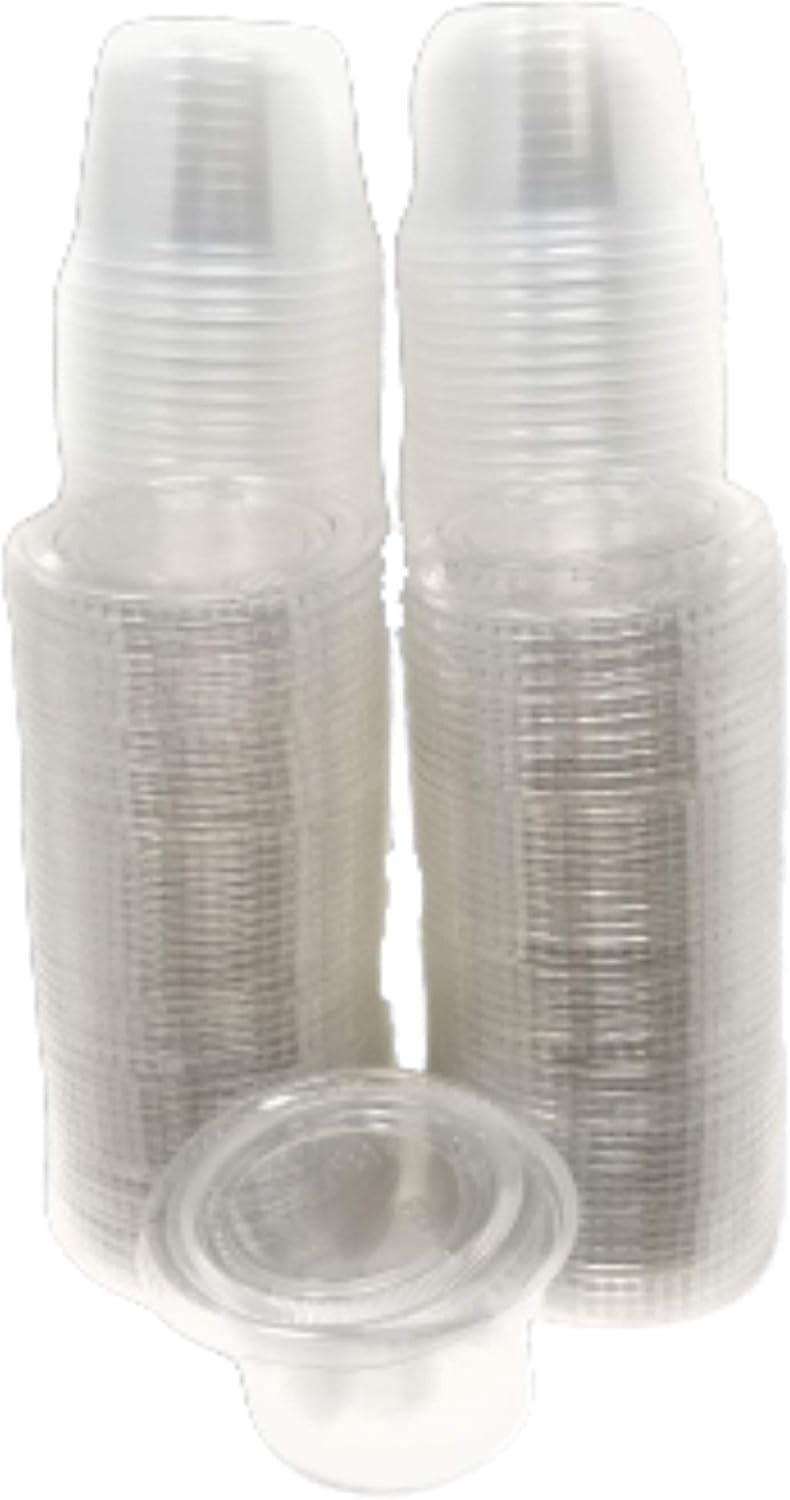 Scotty's 100 Sets of 4 oz Portion Control Souffle Disposable Cups with Lids - For Jello, Desserts, Dressings - Tight - Clear Plastic (4 Oz - 100 Ct)