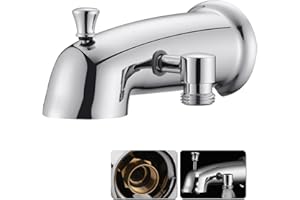RAINREVIVE All Metal Tub Spout with Diverter for Hand Held Shower, Fits for Threaded 1/2" or 3/4" IPS, Bathtub Faucet with Shower Diverter Universal Tub Diverter Spout, Chrome