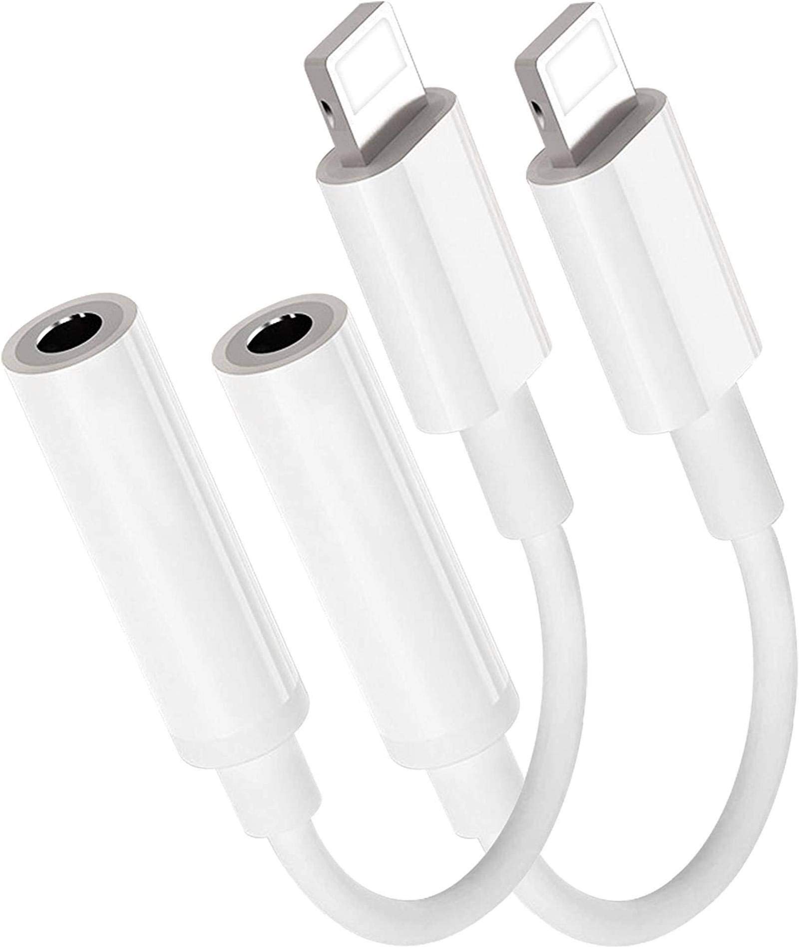 Photo 1 of esbeecables 2 Pack for iPhone 3.5mm Headphones Adapter, Apple MFi Certified Lightning to 3.5mm Earphones/Headphones Jack Aux Audio Adapter Dongle for iPhone 14/13/12/11/XS/XR/X/8/7/SE, Support All iOS