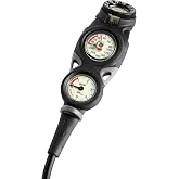 MARES Mission 3 Analog Console - Compact Durable Scuba Diving Triple Console with Pressure Gauge, Analog Depth Gauge &amp; Compass, US