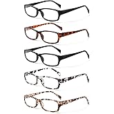 Kerecsen Reading Glasses 5 Pairs Fashion Ladies Readers Spring Hinge with Pattern Print Eyeglasses for Women (Mix Color -4, 1.50)