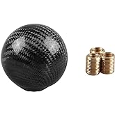 RYANSTAR Carbon Fiber Shift Knob with 3 Adapters Round Ball Black | Carbon fiber round shift knob with 3 adapters, sporty design and easy installation, compatible with manual transmission cars.