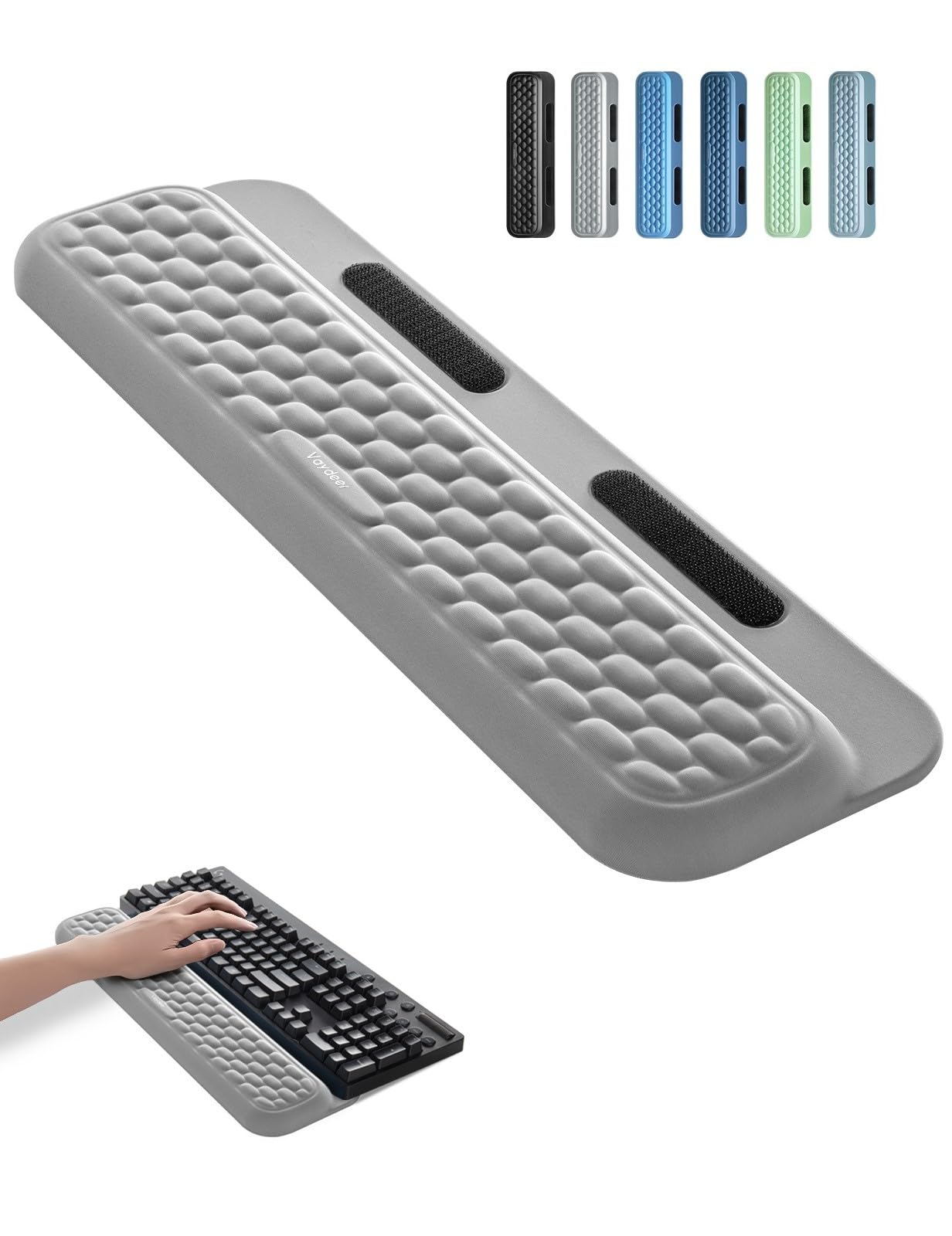 Vaydeer Keyboard Wrist Rest with Stickers, Full 100% Mechanical Keyboard Support Pad, Desk Ergonomic Cushion for Computer Typing Office Work Home Gaming, Soft Memory Foam Arm Palm Hand Pain Relief