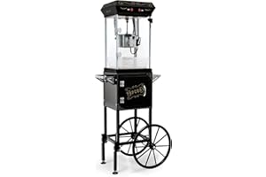 nifoti Popcorn Maker Machine with Cart & Wheels, 6 Oz Stainless-steel Kettle, 480W Professional Popcorn Poppers,Popcorn Machi