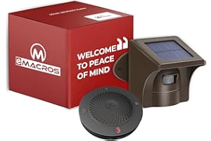 eMACROS Driveway Alarm(2nd Gen) - Upgraded Wireless Solar Powered Driveway Alert System, Weatherproof Sensor with 1/2 Mile Long Range & 30 Chimes, 2024 Release