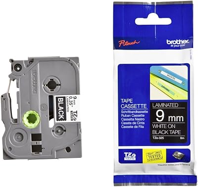 Brother TZe-325 Label Tape 9 mm x 8 m Laminated White on Black