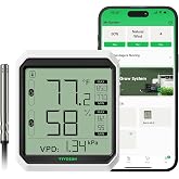 VIVOSUN Digital Hygrometer Thermometer, Humidity Meter with Probe, App | Wireless Bluetooth, Indoor, VPD, Data Storage, Dual Channels with Sensor Probe, Battery Included