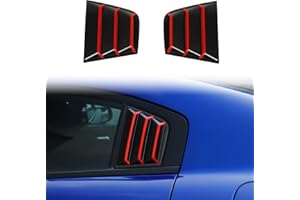 JWWY for Charge Rear Window Blinds Shades Louvers Shutters Cover Trim Fit for 2015-2024 Dodge Charger Exterior Accessories 2pcs Carbon Fiber & Red