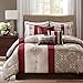 Madison Park Comforter Faux Silk-Traditional Luxurious Jacquard Design All Season Set, Matching Bed Skirt, Decorative Pillows, King(104