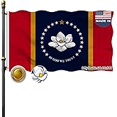 VOLTA Double Sided Mississippi State Flag 3x5ft, Outdoor Heavy Duty 3-Ply Durable Polyester Mississippi State Flag with Canvas Header/Brass Grommets for Indoor and Outdoor Decoration