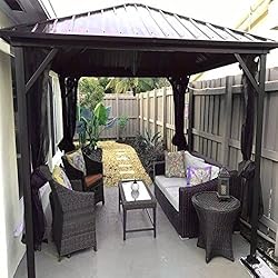 AMGS Hot Tub Gazebo Canopy Patio Outdoor Tent 10x10 BBQ Grill Cover Set Garden Backyard Heavy Duty Top Aluminum Frame