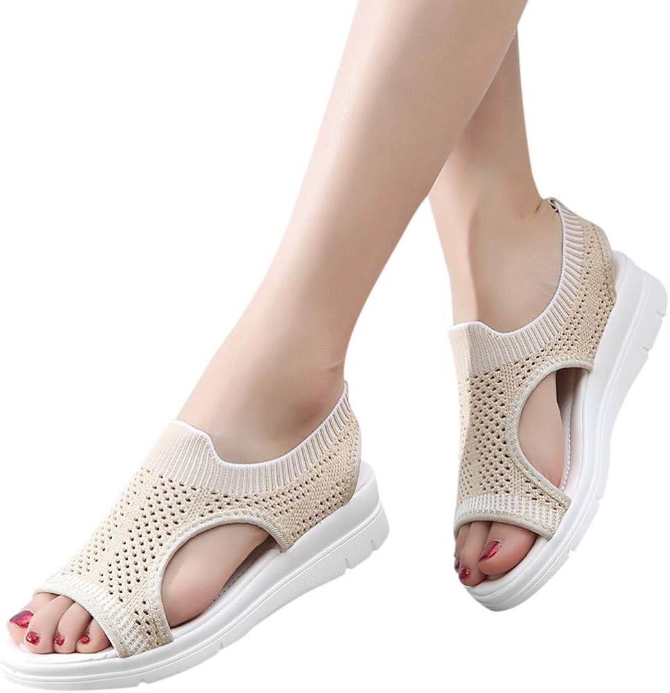 mesh hollow out platform wedge sandals