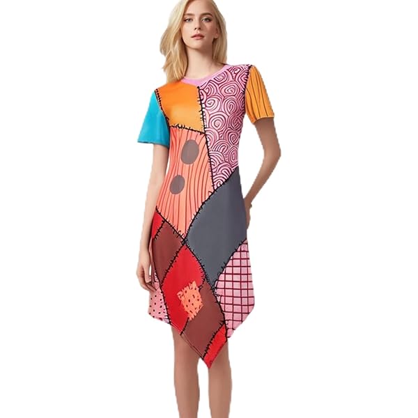 Vestido De Navidad/Halloween Para Mujer, Inspirado En Nightmare Sally, Tallas S-XL, Material Poliéster Y Elastano
