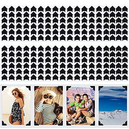 Pajean 720 Pieces Photo Corners Self Adhesive Photo Corners for Scrapbooking and Stamping Supplies DIY Scrapbook Stickers Album Diary Personal Journal Diary Organizer(Black)