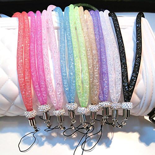 Fashion Women Crystal Lanyard Necklace ID Card Badge Mobile Cell Phone Keychain Holder Glitter Cords Strap (Blue)