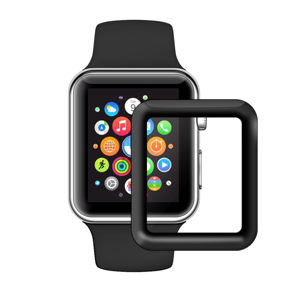 iWatch Screen Protector 38mm Series 3/2/1, Tempered Glass Screen Protector 3D Curved Edge HD Clear Anti-Scratch Bubble-Free Film for Apple Watch 38mm-Black