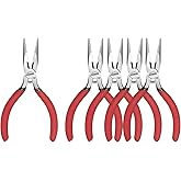 HOUSERAN Needle Nose Pliers, 5 Inch, 5 Pack, Long Nose Pliers with Side Cutter, Spring Loaded for Cutting and Bending Wire